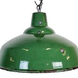 Industrial British Green Enamel Factory Pendant Lamp, 1960s