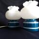 Pair of duck blue and white opaline lamps