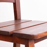 Set of 6 large Brutalist chairs in solid oak from the 1950s.