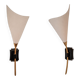 Pair of brass and frosted glass wall lights, vintage Mid-Century 1950s
