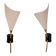 Pair of brass and frosted glass wall lights, vintage Mid-Century 1950s