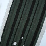 Turkish Green Black Striped Vintage Kilim Rug, 81x163Cm