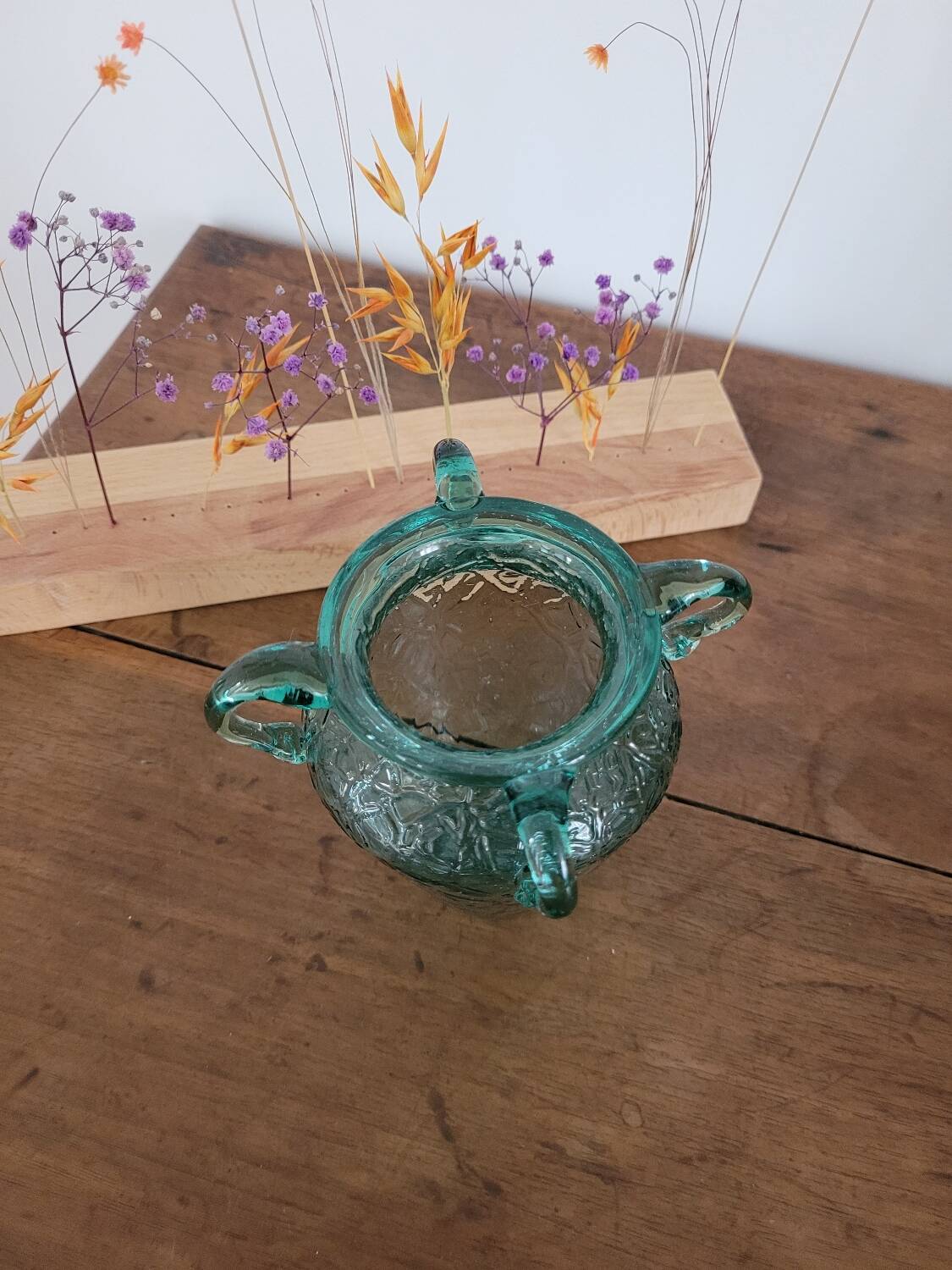 Small glass vase with 4 handles