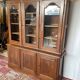 Large antique two-body library in solid oak – 3 glass doors