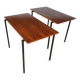 Minimalist walnut & steel stacking side tables, 1960s, Set of 2