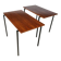 Minimalist walnut & steel stacking side tables, 1960s, Set of 2