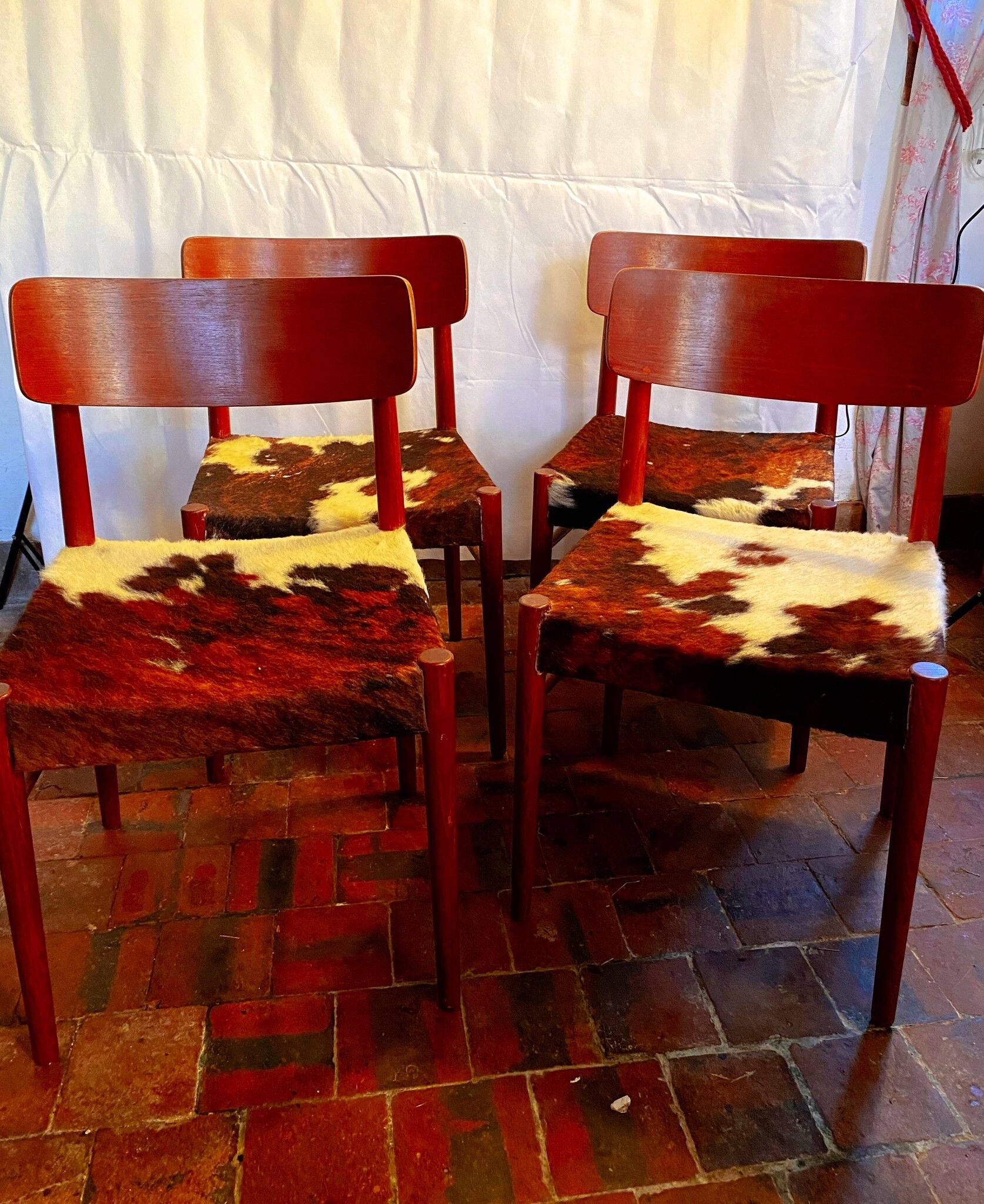 4 vintage Scandinavian cow chairs
