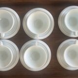 6 cups and 6 opaline Art Deco saucers
