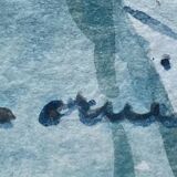 Watercolor painting signed Dornier (?) "Boats at the port of Vuaros" Spain