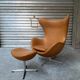 Restored Arne Jacobsen Egg armchair and ottoman for Fritz Hansen, 1960s