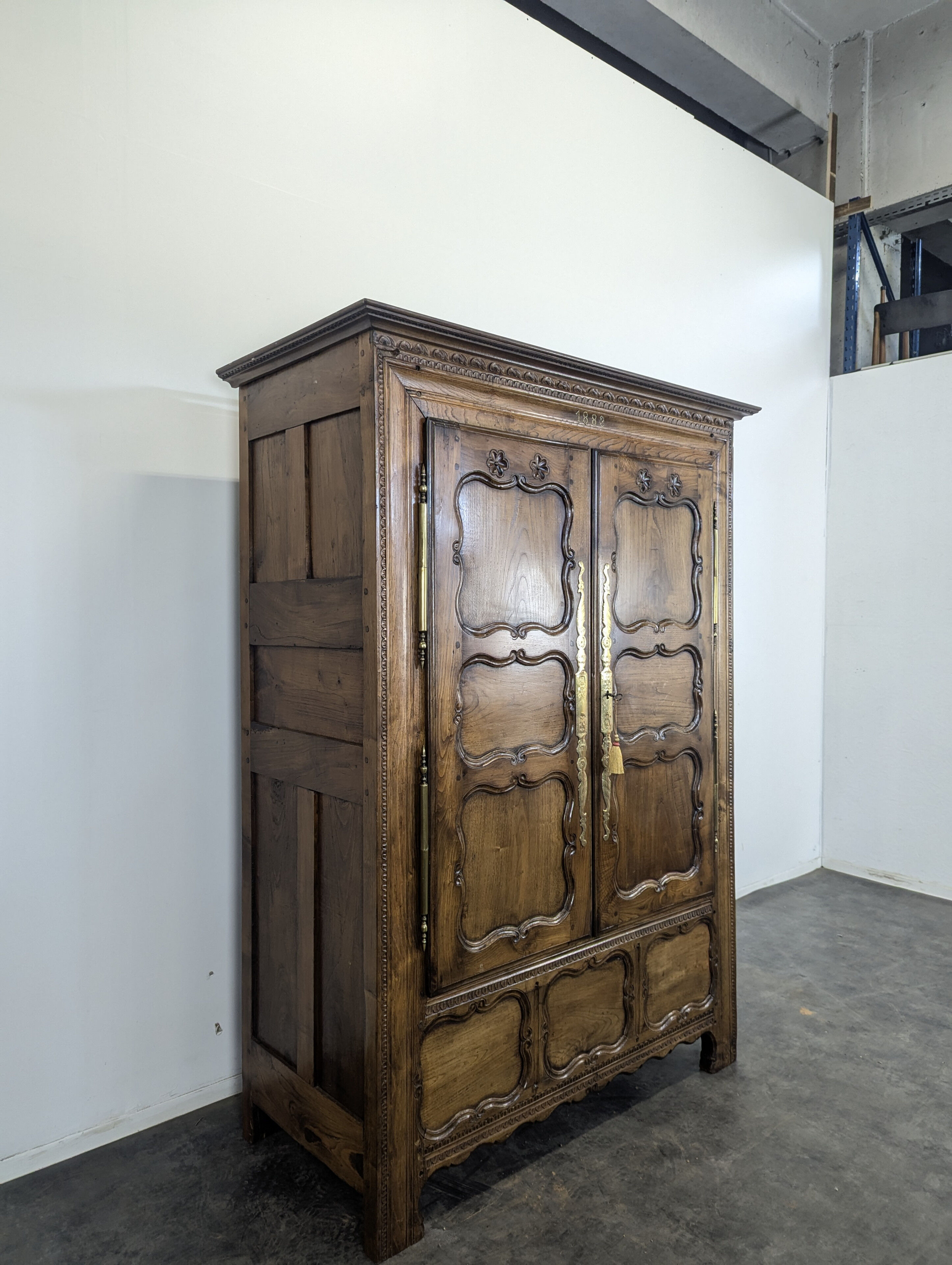 Late 19th century Breton cherry wood wardrobe