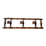 Porte-manteau 3 patères en bois tourné façon bambou, fin XIXème