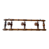 Coat rack with three hooks in turned bamboo-style wood, late 19th century