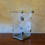Umbrella stand in brass and clear lucite / plexiglass, 1960s