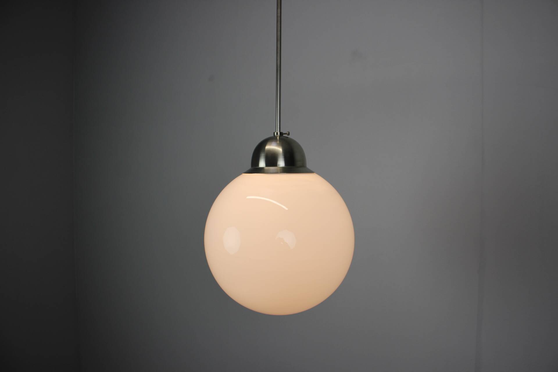 Suspended globe chandelier in glass Art Deco, Europe, 1930s