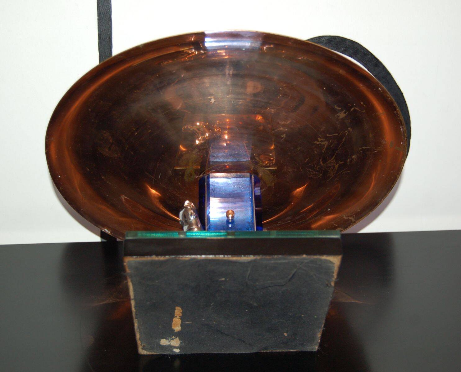 Art Deco Bronze and Stained Glass Centerpiece from Buschi, 1930s