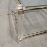 Table basse laiton, verre biseauté et altuglas