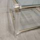 Table basse laiton, verre biseauté et altuglas