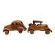 Pair of small handcrafted wooden cars