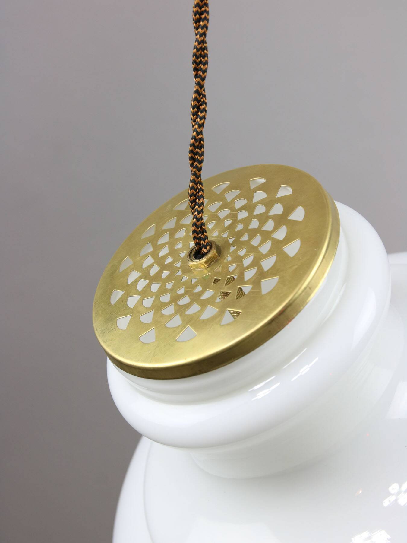 Mid-Century Italian Brass and Opaline Pendant Lamp