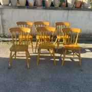 Set of 6 Interior's chairs in solid pine – Honey colour