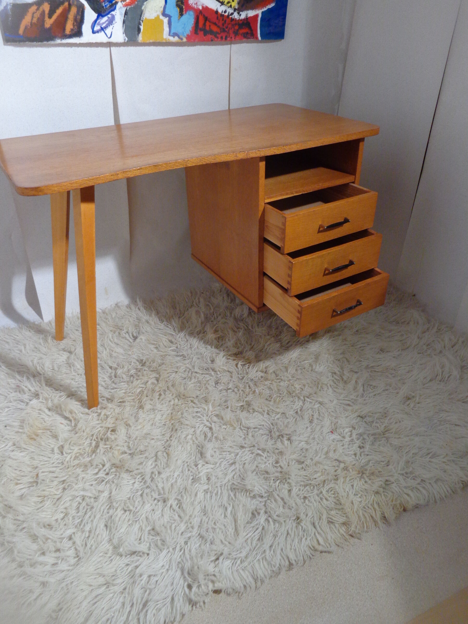 Vintage desk shape bean feet compass year 60