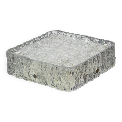 Plafonnier carré en verre glace Murano, Kaiser, Allemagne, années 1970