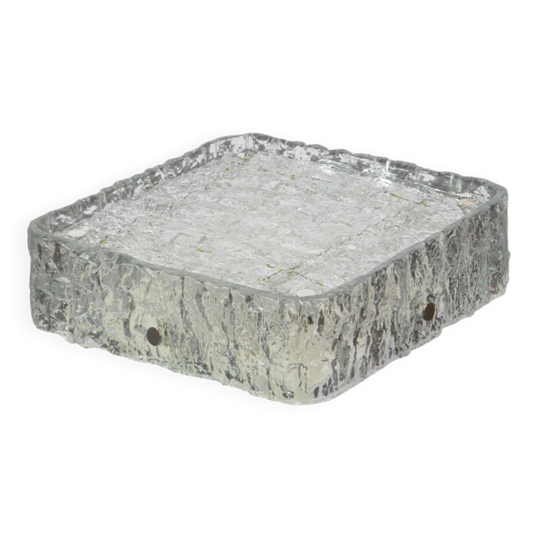 Plafonnier carré en verre glace Murano, Kaiser, Allemagne, années 1970