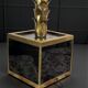 Gold metal palm lamp with glass plate base in 70s style
