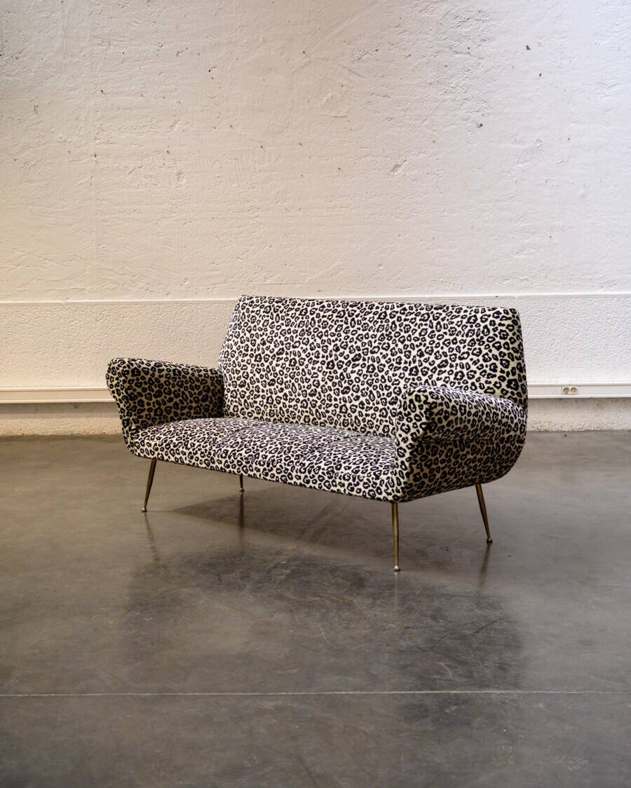 Italian leopard print fabric sofa