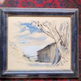 Gouache winter landscape