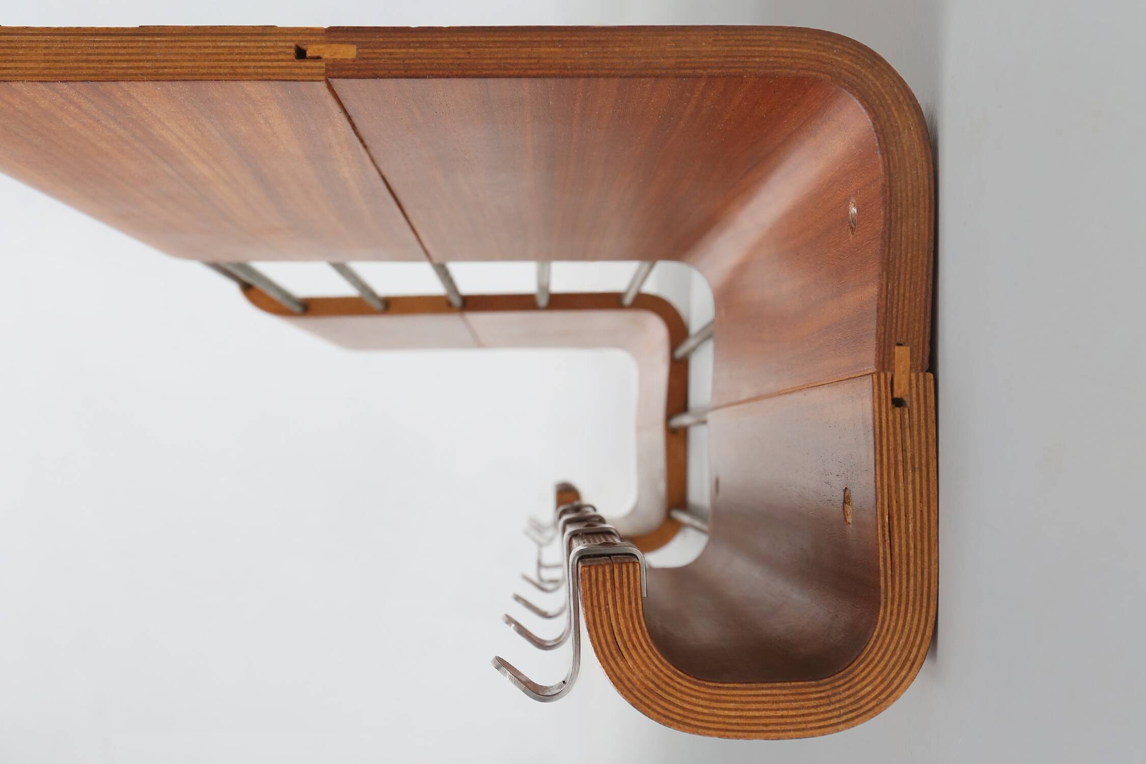 Mid-century coatrack by De Coene in bent plywood, Belgium 1960