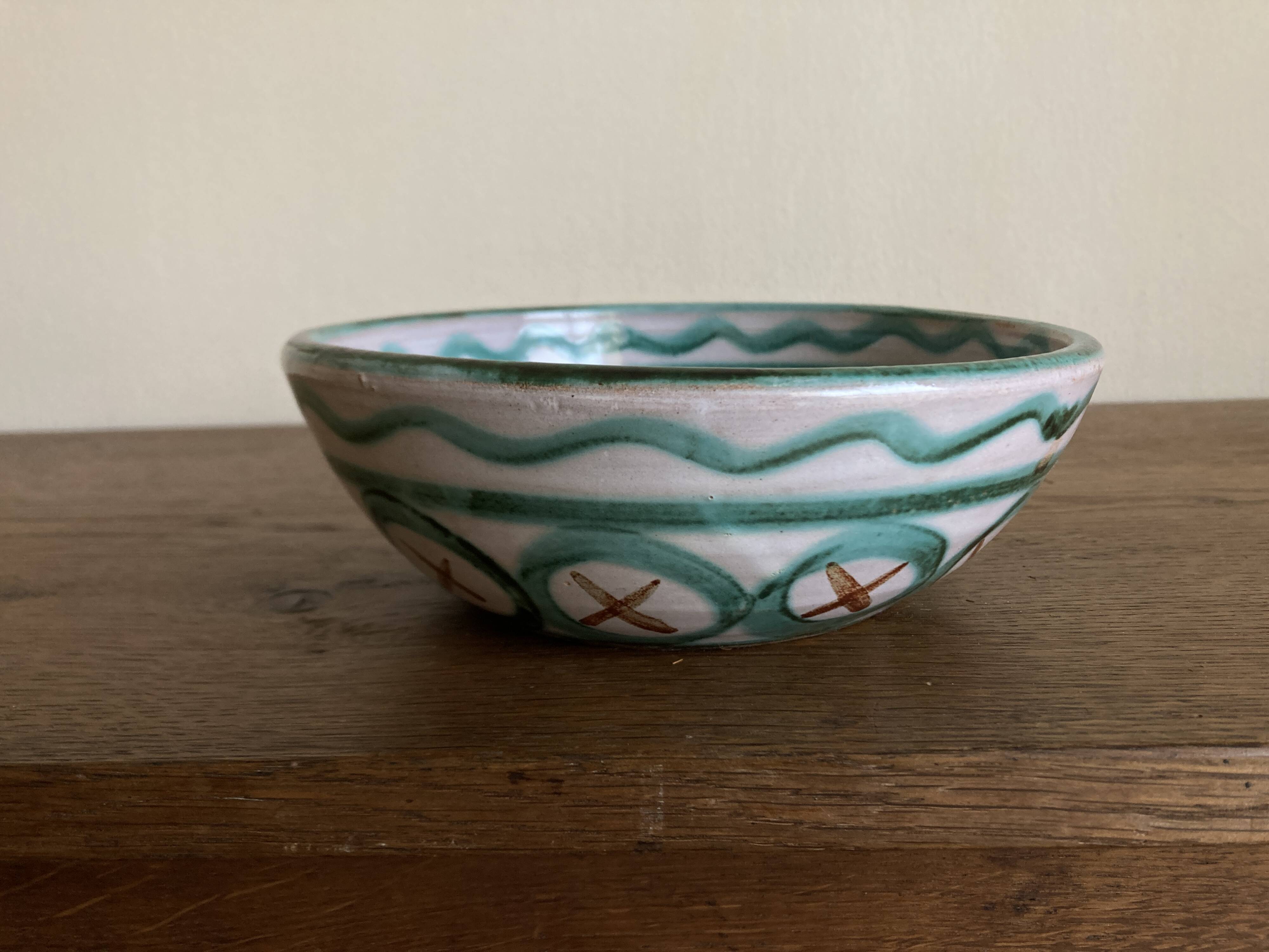 Robert Picault 1960 Vallauris salad bowl signed in full