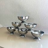 6 vintage stainless steel dessert bowls, 1960s