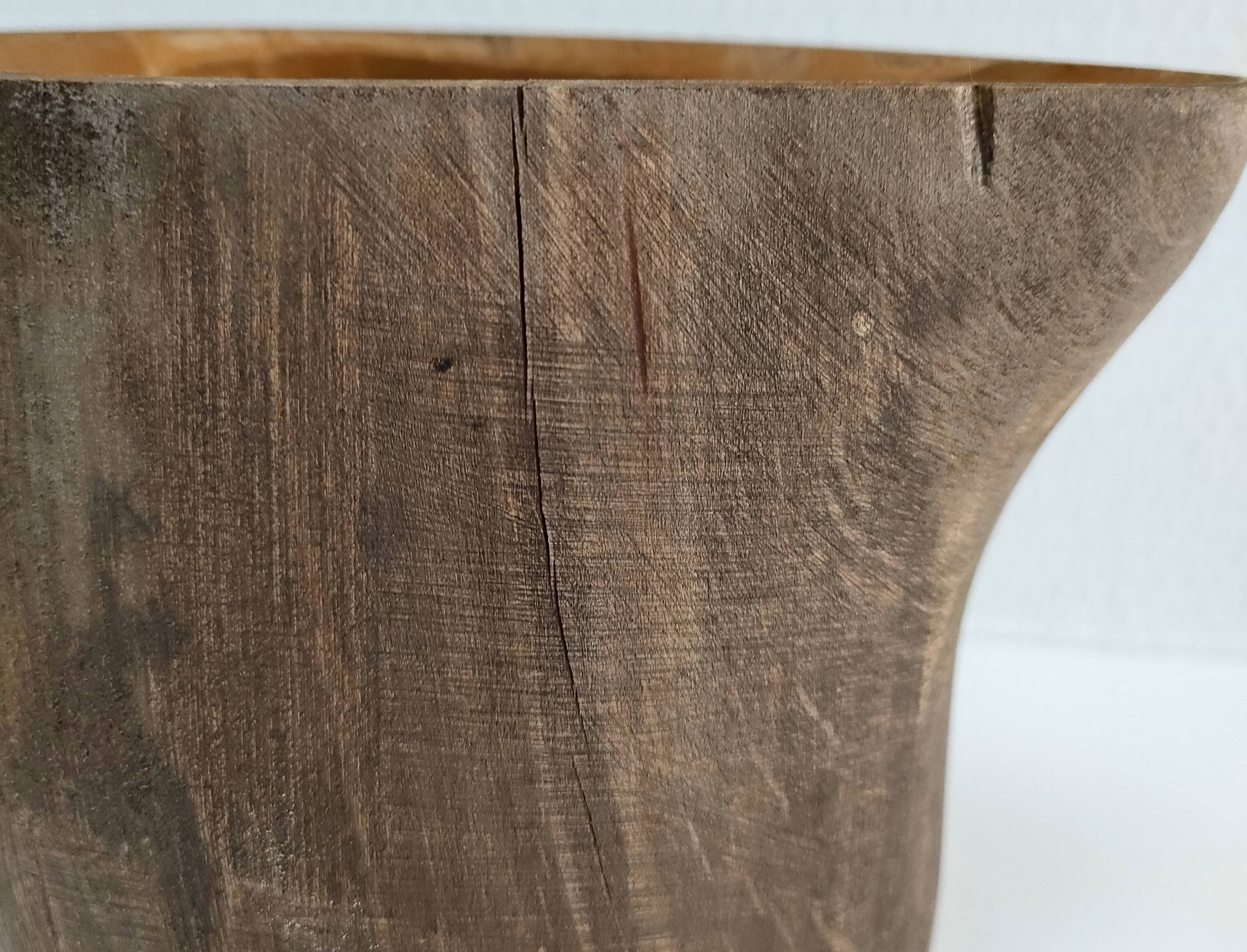 Solid wood pitcher patinated brutalist 60s