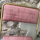 pair of Lafuma folding chairs reupholstered Rose