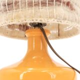 Orange lamp with wool lampshade, 70s