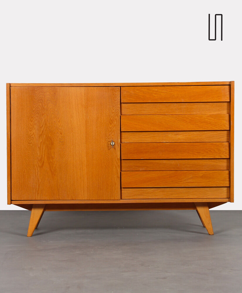 Vintage oak storage by Jiri Jiroutek, model U-458, 1960