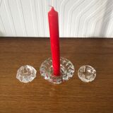 3 cut glass candle holders