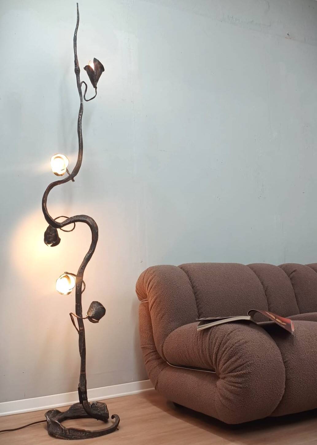 Brutalist floor lamp sculpture by Salvino Marsura, Italy 1970s