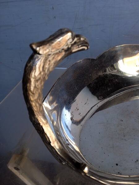 Phenix bowl on foot silver metal center table 1940