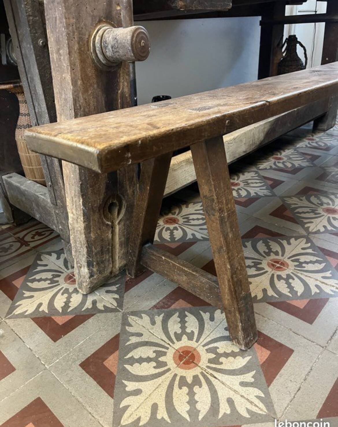 Old farmhouse bench in solid oak