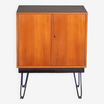 Retro Teak 1960s Record Cabinet On Hairpin Legs