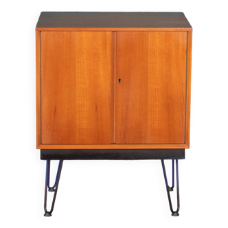 Retro Teak 1960s Record Cabinet On Hairpin Legs