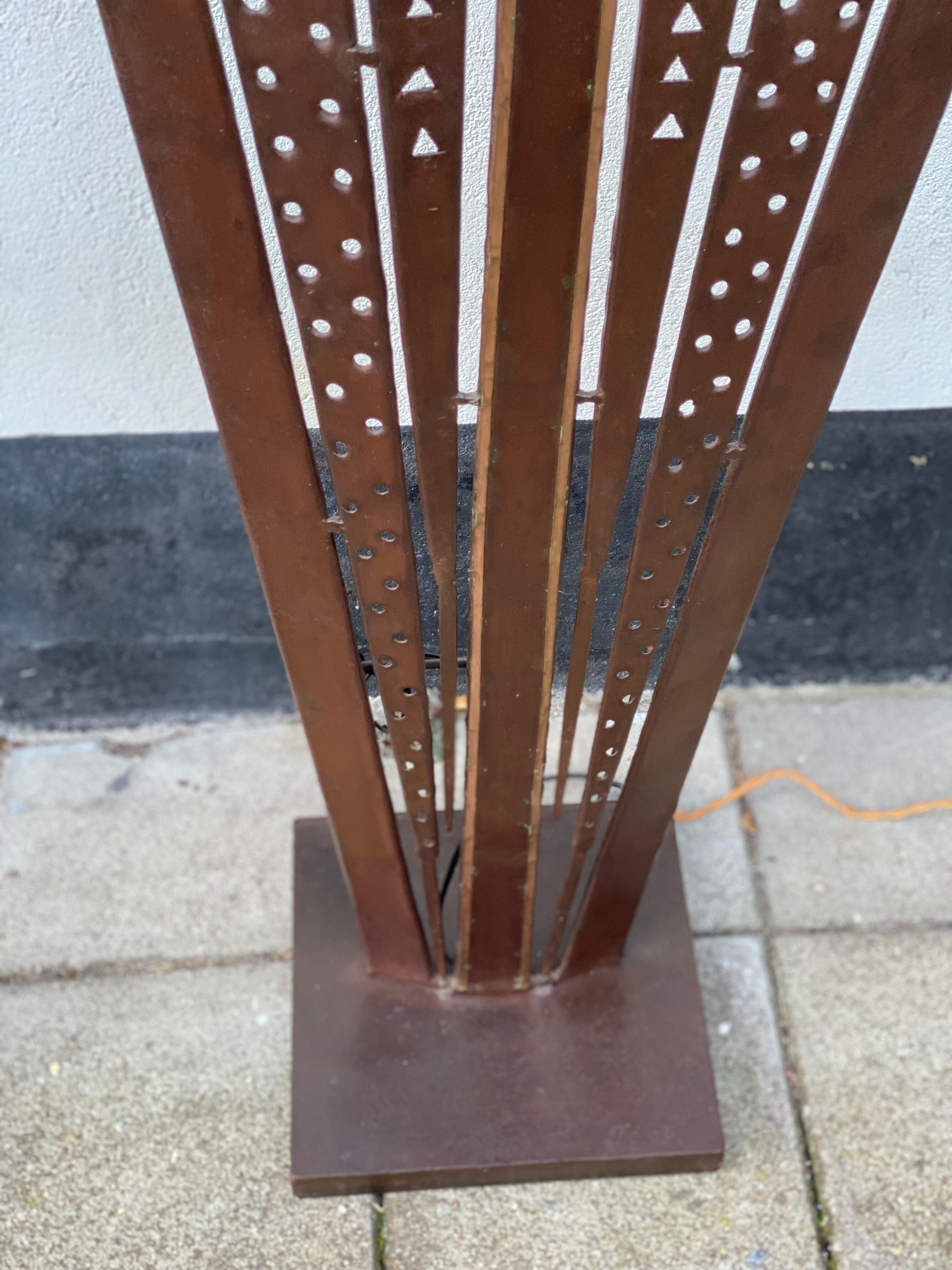 Art deco Cooper brass floor lamp