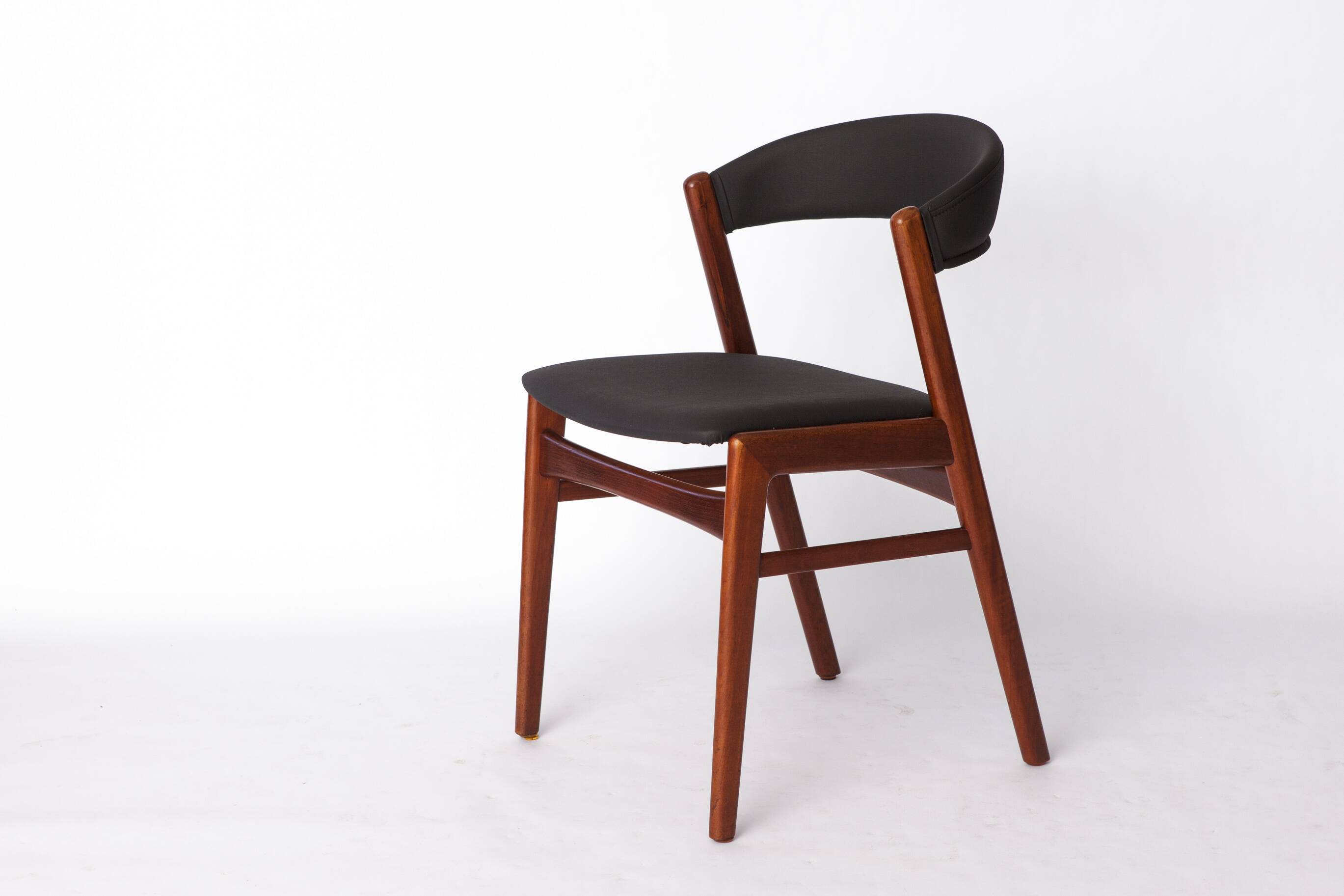 Chaise de salle à manger vintage DUX « Ribbon Back » | Design suédois des années 1960 | Teck et skaï