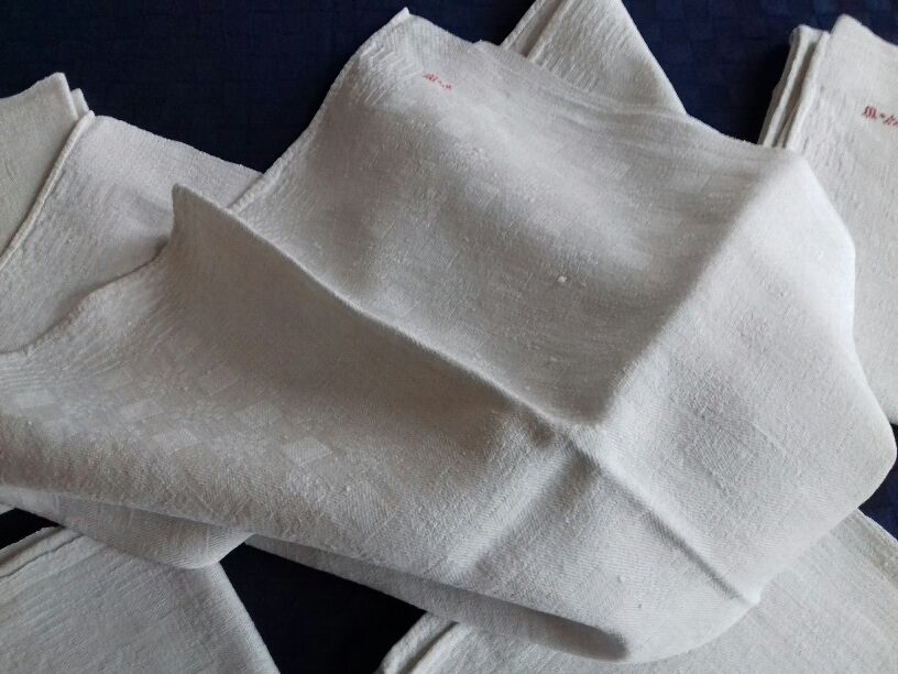 Lot of 5 large torchs in thick canvas, MA monogram at cross point