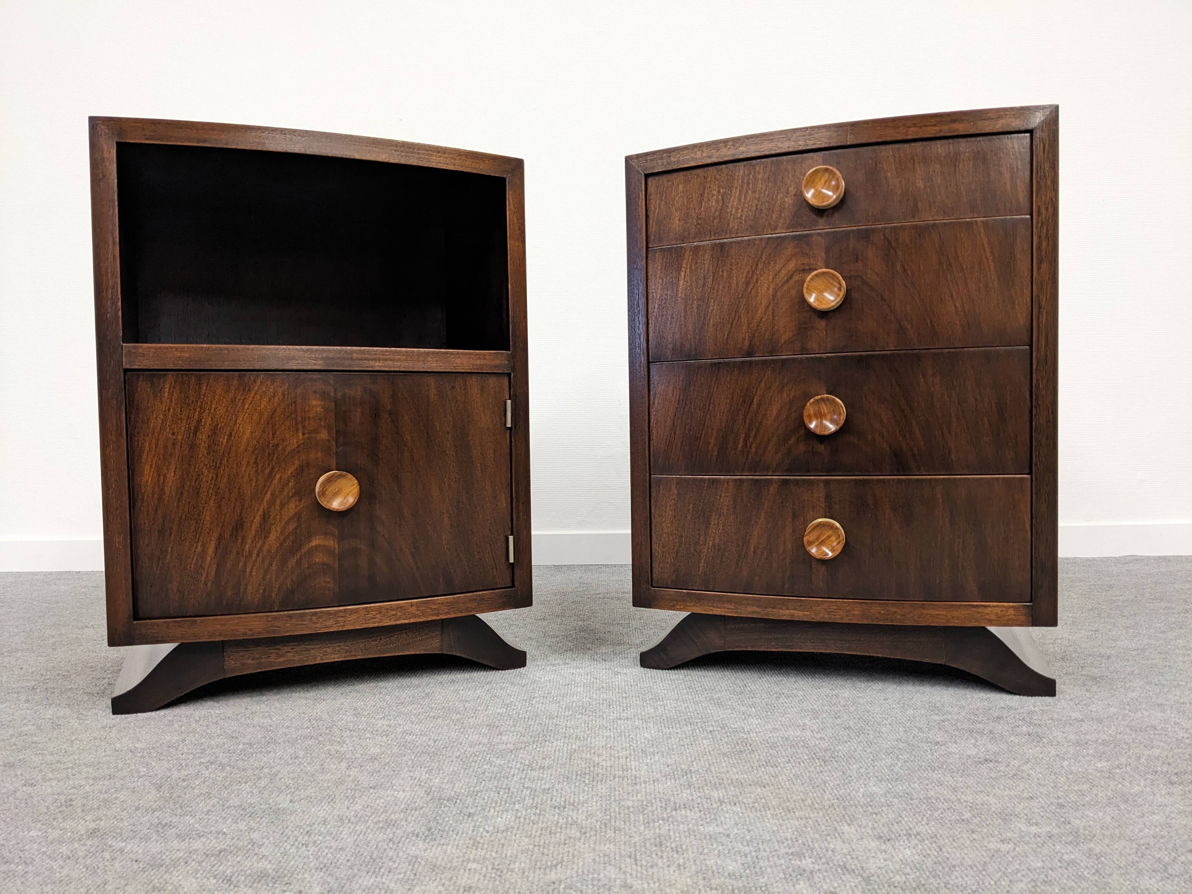 Pair of Art Deco rosewood bedside tables circa 1930