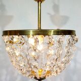 2-light brass and crystal ceiling light