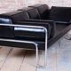 Sofa Bauhaus en acier chromé et cuir, tchèque, années 1930
